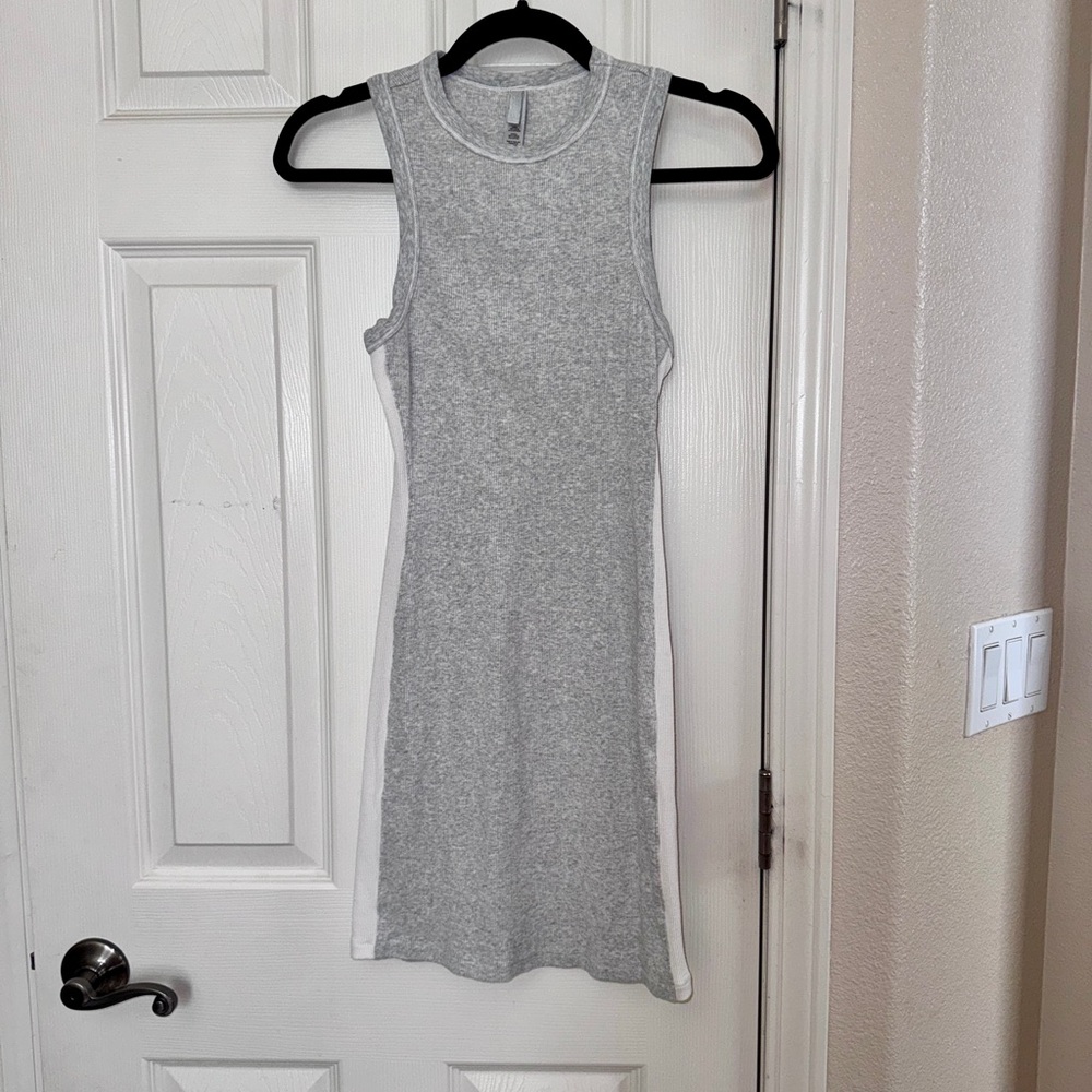 SKIMS Gray and White Mini Dress